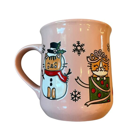 Clementine CATS Christmas Mug 16oz Pink Ceramic Holiday NEW - Picture 8 of 10